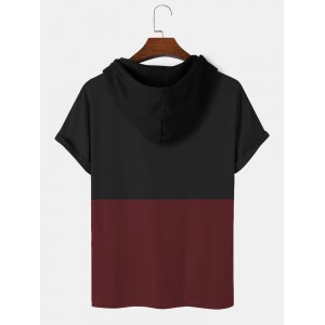 Mens Ethnic Pattern Hem Cuff Hooded T  Shirts