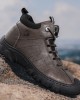 Men Microfiber Leather Breathable Soft Sole Non Slip Closed Toe Lace Up Leisure Boots