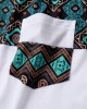 Mens Ethnic Geometric Print Stitching Crew Neck Short Sleeve T  Shirts