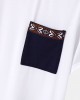 Mens Ethnic Matching Chest Pocket Curved Hem Short Sleeve T  Shirts