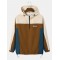 Men Color Block Patchwork Drawstring Hoodies Windbreaker Jackets