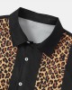 Mens Leopard Print Button Up Lapel Short Sleeve Shirts