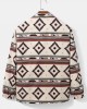 Men Geometric Printed Striped Button Slant Pockets Lapel Jackets