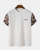 Mens Ethnic Geometric Letter Print Knit Short Sleeve T  Shirts