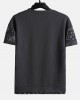 Mens Ethnic Paisley Print Stitching Texture Streetwear Short Sleeve T  Shirts