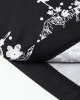 Mens Monochrome Japanese Floral Print 3 4 Sleeve Kimono