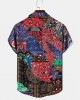 Mens Multicolor Paisley Asymmetric Stitching Short Sleeve Shirts