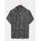 Mens Loop Overlay Print Buttons Short Sleeve Shirts