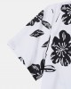 Mens Monochrome Floral Print Button Up Short Sleeve Shirts