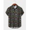 Mens Leaf Print Button Up Short Sleeve Shirts