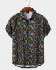 Mens Leaf Print Button Up Short Sleeve Shirts