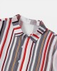 Mens Multicolor Striped Print Short Sleeve Lapel Shirts