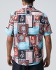 Mens Paisley Floral Color Block Print Ethnic Short Sleeve Shirts