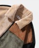 Men Fleece Plush Patchwork Contrast Zip Lapel Warm Jackets