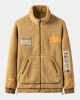 Mens Letter Embroidery Label Warm Fleece Long Sleeve Coats