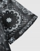 Mens Monochrome Paisley Scarf Print Stitching Cotton Short Sleeve Shirts