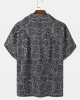 Mens Loop Overlay Print Buttons Short Sleeve Shirts