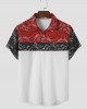 Mens Paisley Color Block Print Lapel Short Sleeve Shirts