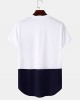 Mens Ethnic Matching Chest Pocket Curved Hem Short Sleeve T  Shirts