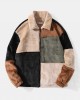 Men Fleece Plush Patchwork Contrast Zip Lapel Warm Jackets