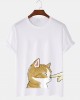 Mens Cute Cat Graphic Crew Neck Cotton Short Sleeve T  Shirts